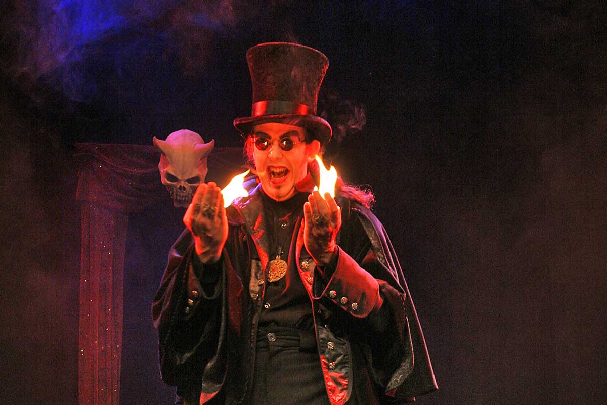 magician vampire with fire